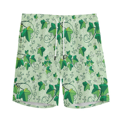 Christmas Ivy Leaf Pattern Print Men's Sports Shorts