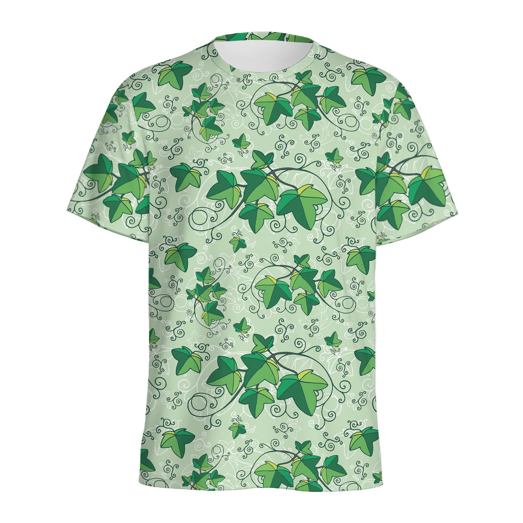 Christmas Ivy Leaf Pattern Print Men's Sports T-Shirt