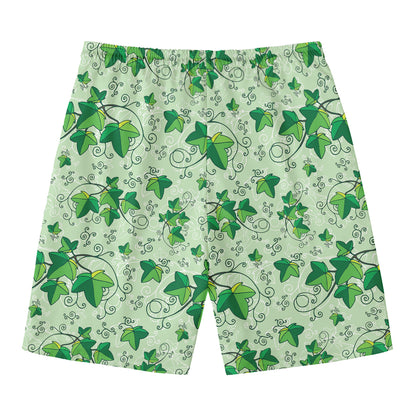 Christmas Ivy Leaf Pattern Print Men's Swim Trunks