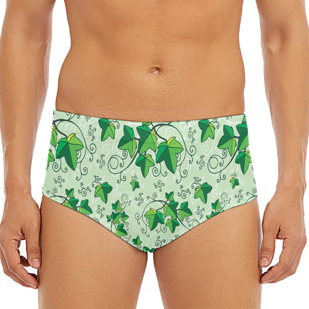 Christmas Ivy Leaf Pattern Print Men's Triangle Swim Briefs