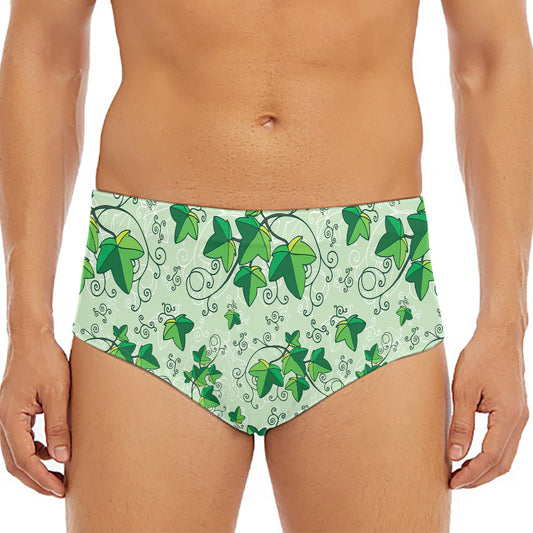 Christmas Ivy Leaf Pattern Print Men's Triangle Swim Briefs
