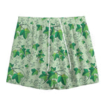 Christmas Ivy Leaf Pattern Print Mesh Shorts