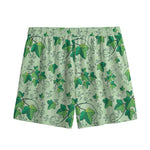 Christmas Ivy Leaf Pattern Print Mesh Shorts