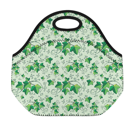 Christmas Ivy Leaf Pattern Print Neoprene Lunch Bag