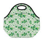 Christmas Ivy Leaf Pattern Print Neoprene Lunch Bag