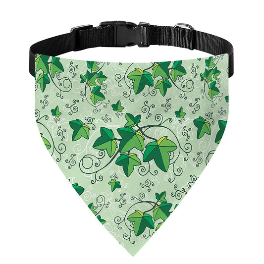 Christmas Ivy Leaf Pattern Print Over The Collar Dog Bandana