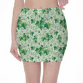 Christmas Ivy Leaf Pattern Print Pencil Mini Skirt