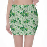 Christmas Ivy Leaf Pattern Print Pencil Mini Skirt
