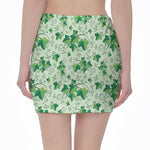 Christmas Ivy Leaf Pattern Print Pencil Mini Skirt