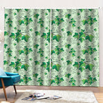 Christmas Ivy Leaf Pattern Print Pencil Pleat Curtains