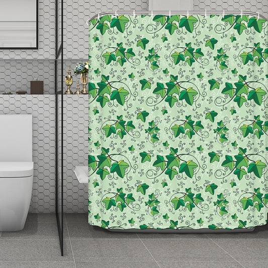 Christmas Ivy Leaf Pattern Print Polyester Shower Curtain