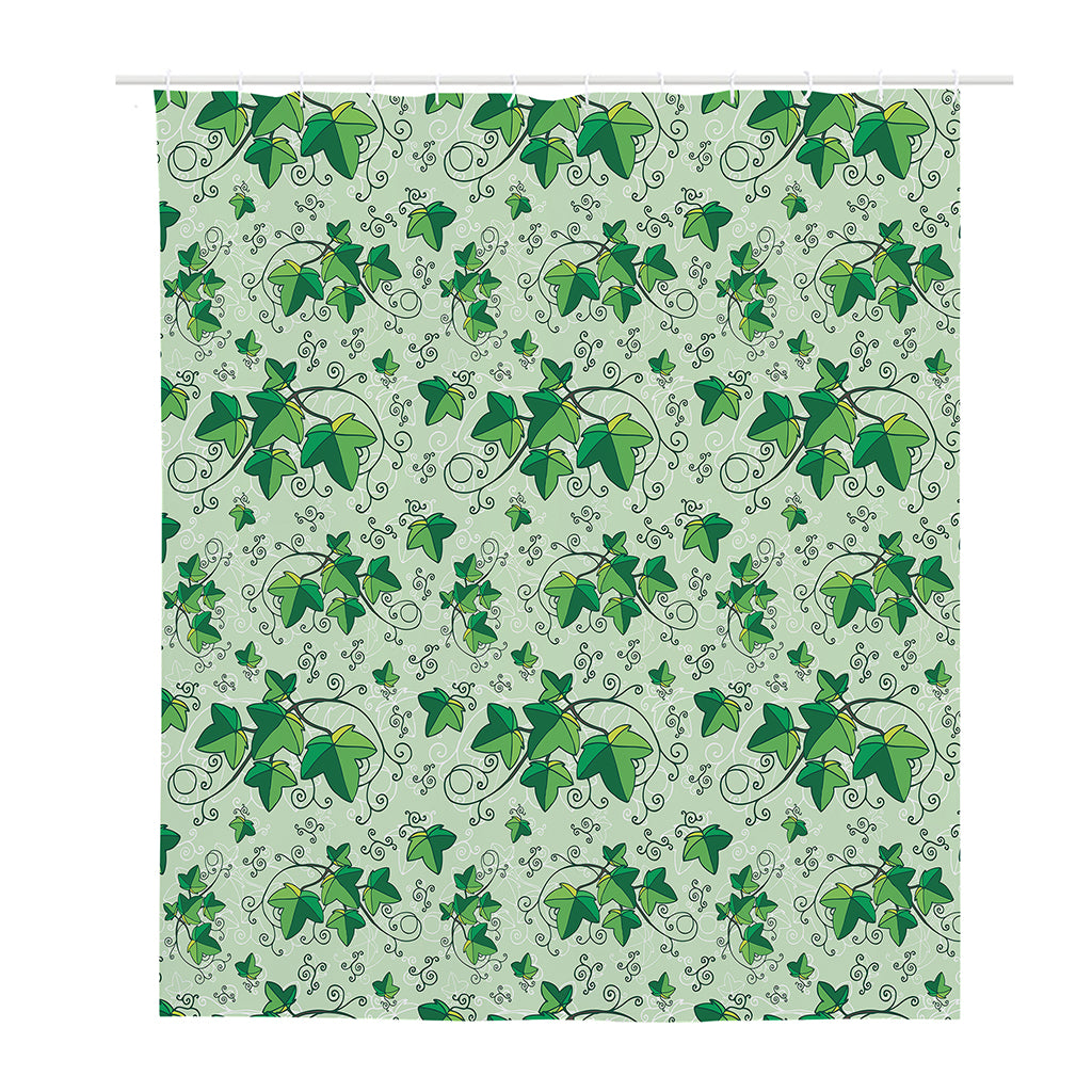 Christmas Ivy Leaf Pattern Print Polyester Shower Curtain