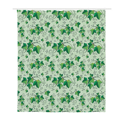 Christmas Ivy Leaf Pattern Print Polyester Shower Curtain