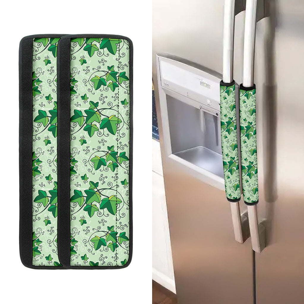 Christmas Ivy Leaf Pattern Print Refrigerator Handle Covers