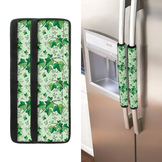 Christmas Ivy Leaf Pattern Print Refrigerator Handle Covers