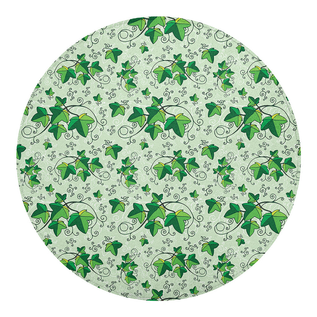 Christmas Ivy Leaf Pattern Print Round Blanket