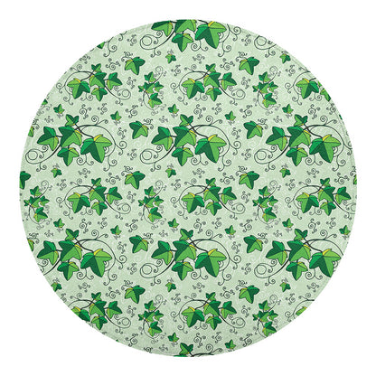 Christmas Ivy Leaf Pattern Print Round Blanket