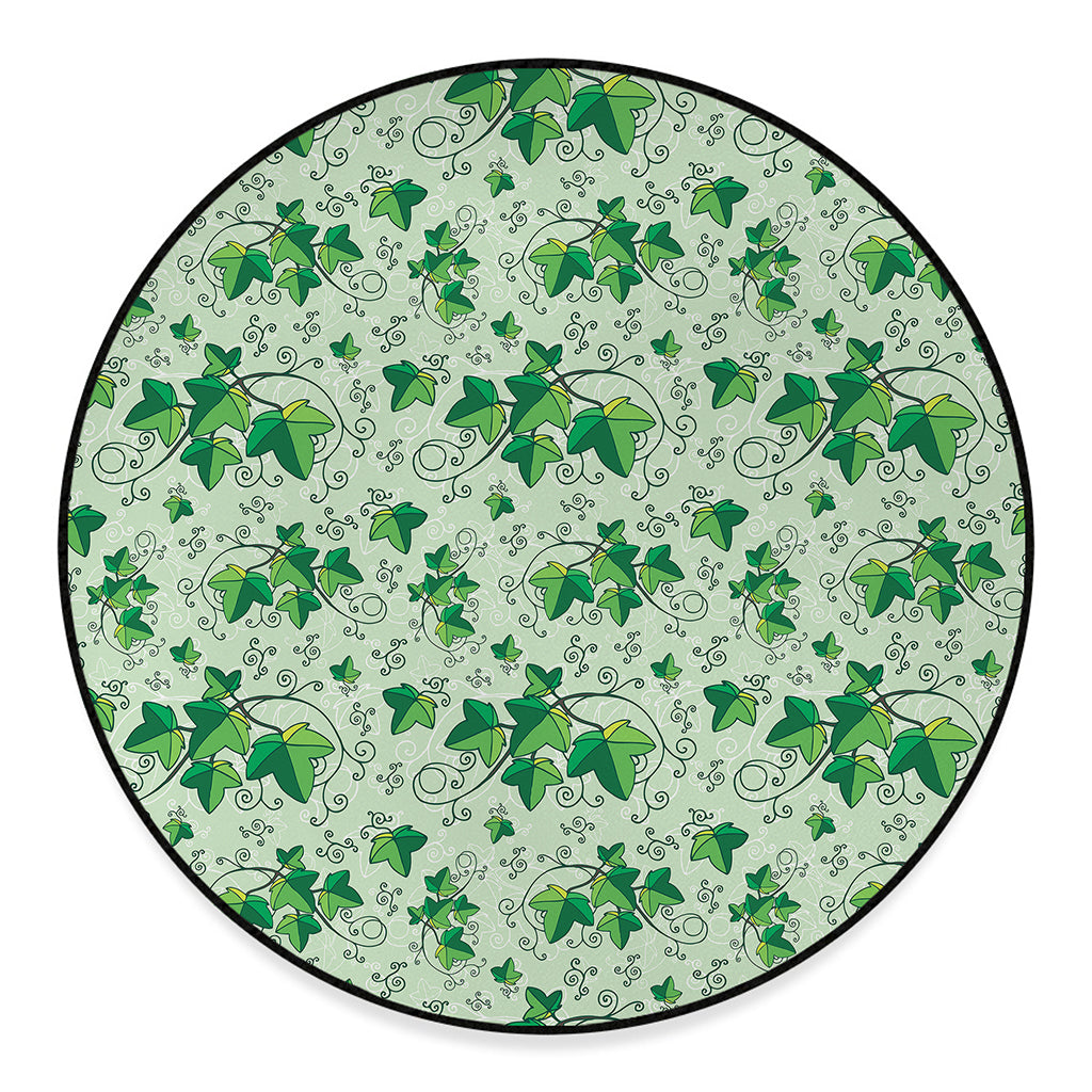 Christmas Ivy Leaf Pattern Print Round Floor Mat