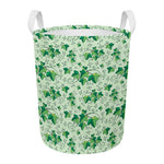 Christmas Ivy Leaf Pattern Print Round Laundry Basket