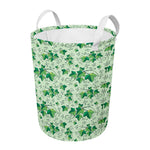 Christmas Ivy Leaf Pattern Print Round Laundry Basket