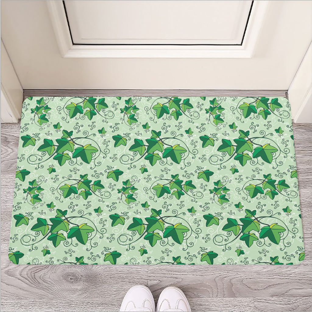 Christmas Ivy Leaf Pattern Print Rubber Doormat