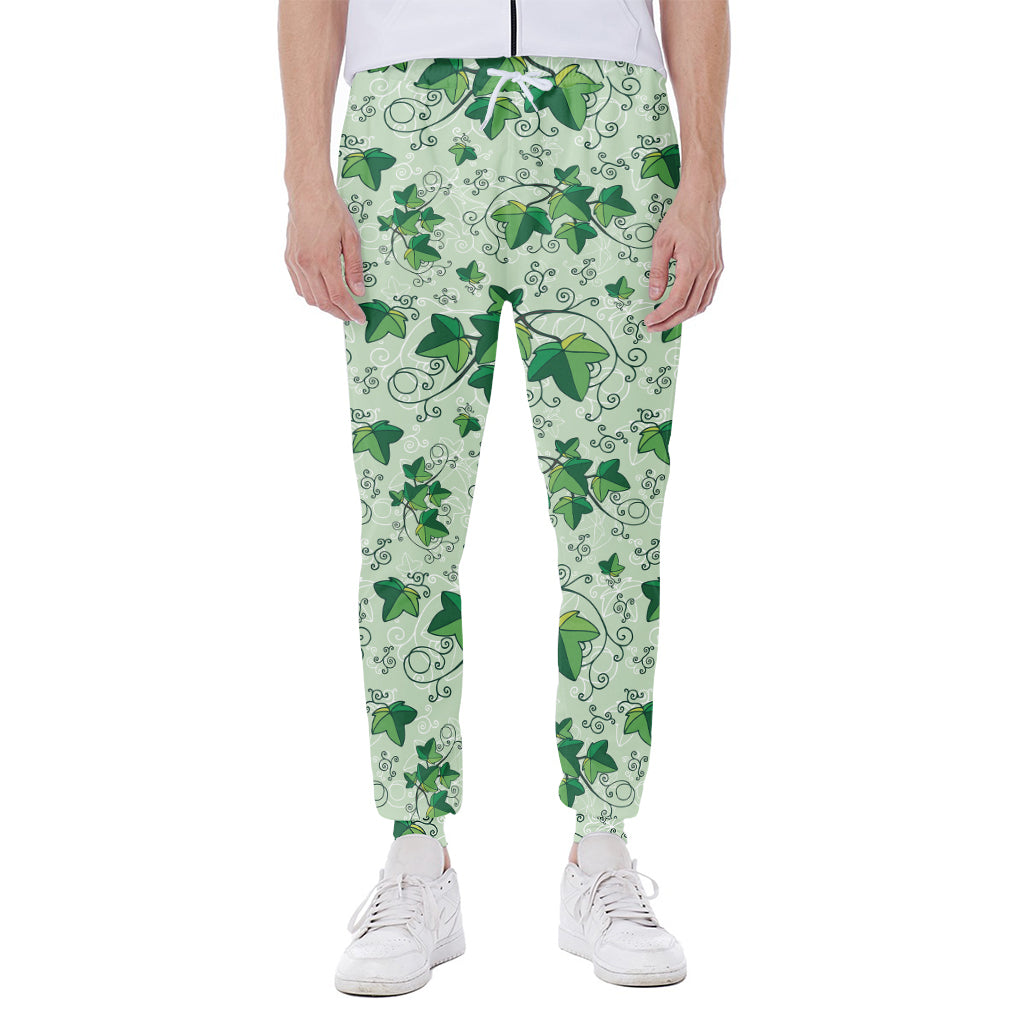 Christmas Ivy Leaf Pattern Print Scuba Joggers