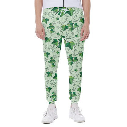 Christmas Ivy Leaf Pattern Print Scuba Joggers