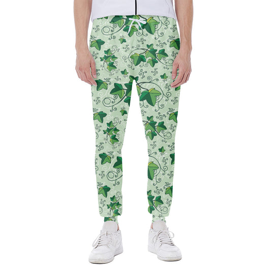 Christmas Ivy Leaf Pattern Print Scuba Joggers
