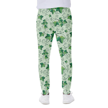 Christmas Ivy Leaf Pattern Print Scuba Joggers