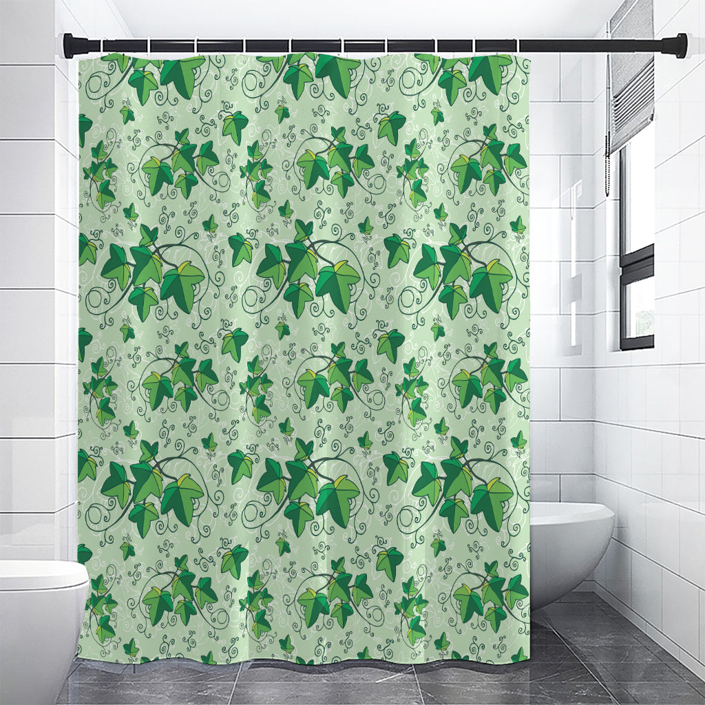 Christmas Ivy Leaf Pattern Print Shower Curtain