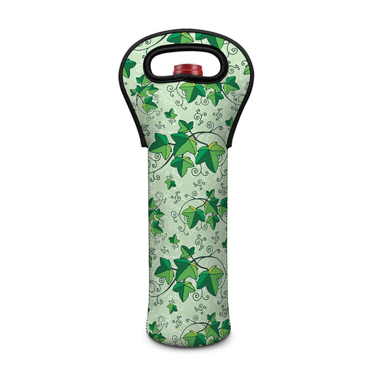 Christmas Ivy Leaf Pattern Print Single Neoprene Wine Tote