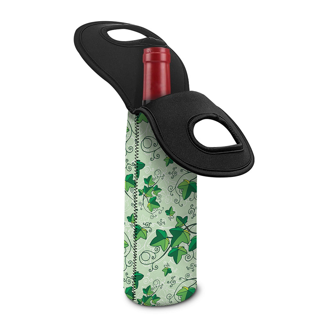 Christmas Ivy Leaf Pattern Print Single Neoprene Wine Tote