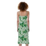 Christmas Ivy Leaf Pattern Print Slim Fit Midi Cami Dress