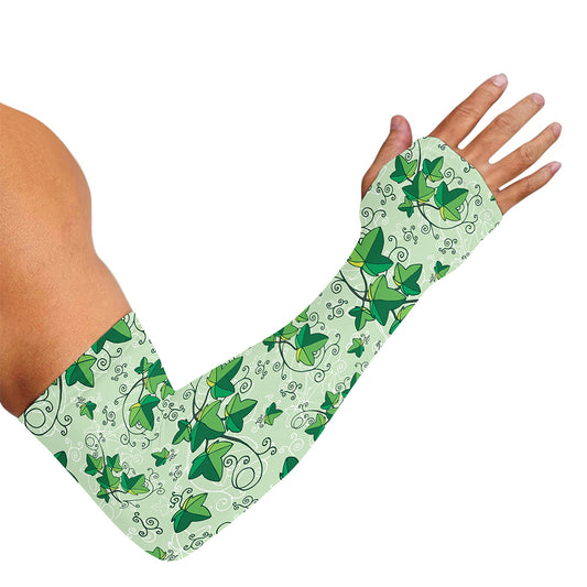 Christmas Ivy Leaf Pattern Print Sun Protection Arm Sleeves
