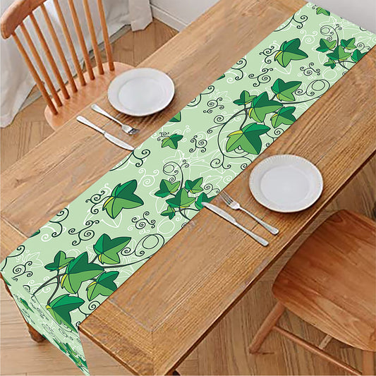 Christmas Ivy Leaf Pattern Print Table Runner