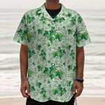 Christmas Ivy Leaf Pattern Print Textured Short Sleeve Shirt