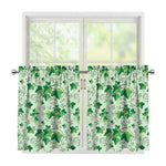 Christmas Ivy Leaf Pattern Print Tier Curtains