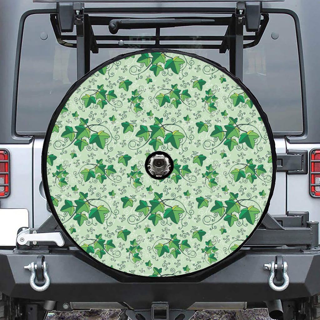 Christmas Ivy Leaf Pattern Print Tire Cover With Camera Hole