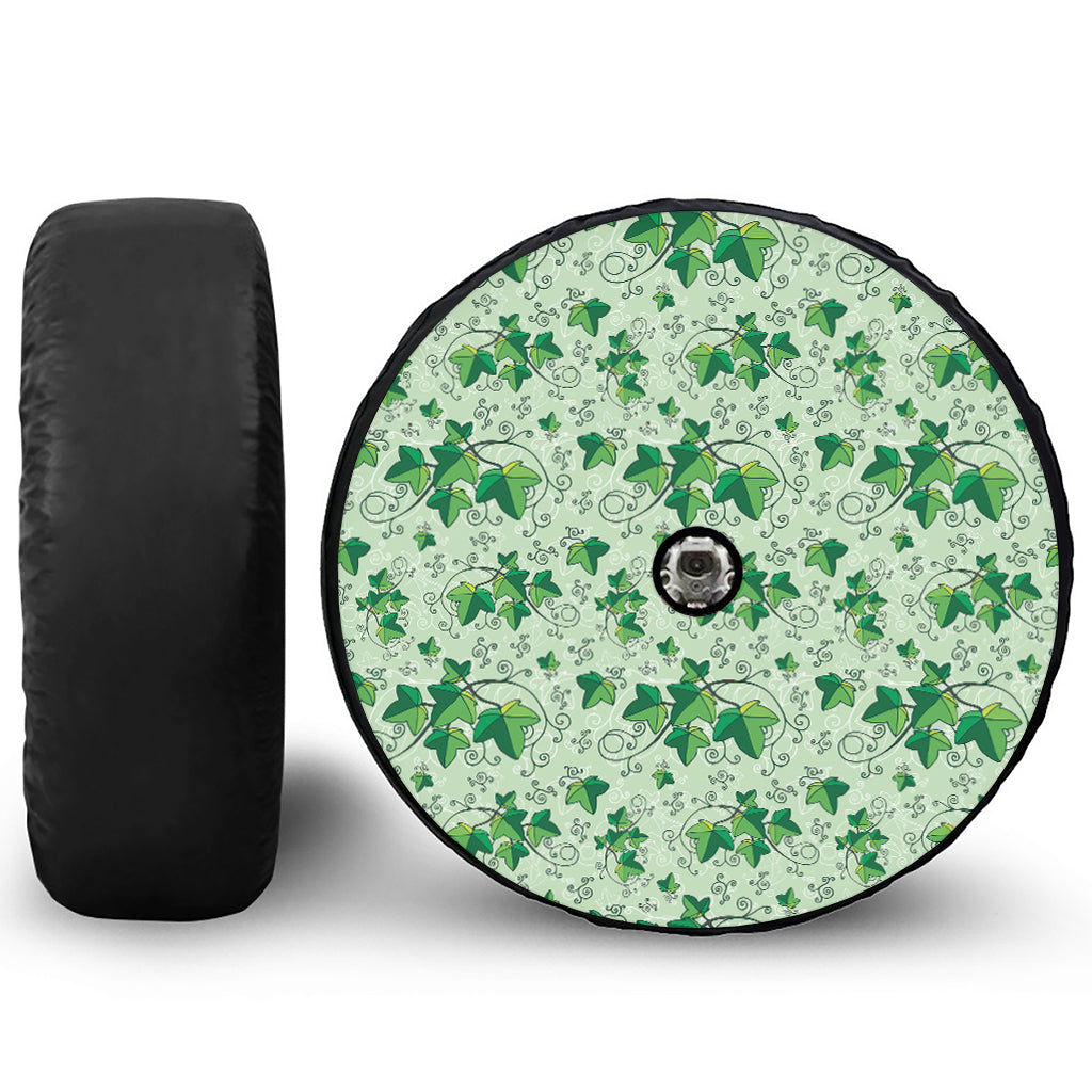 Christmas Ivy Leaf Pattern Print Tire Cover With Camera Hole