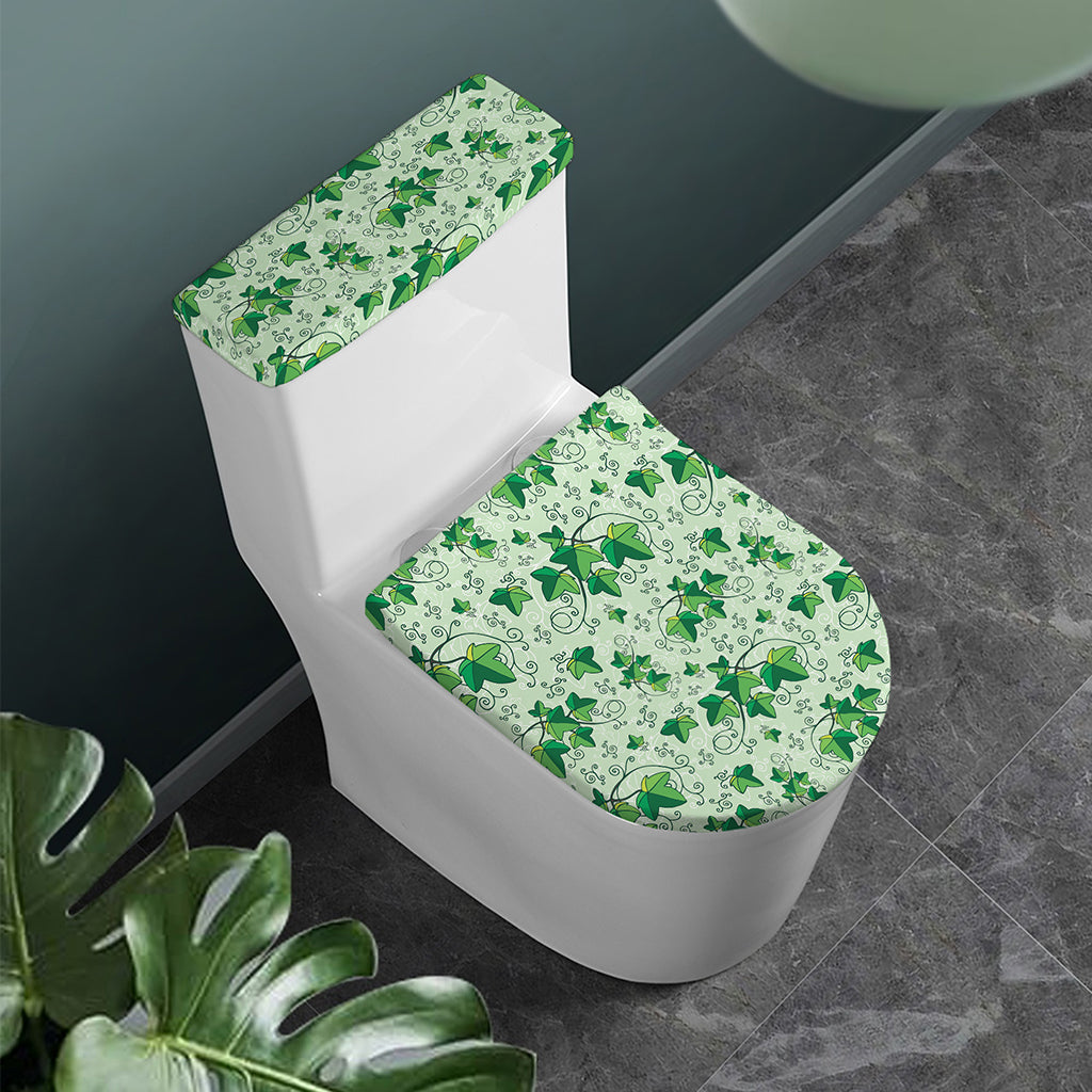 Christmas Ivy Leaf Pattern Print Toilet Lid And Tank Cover Set