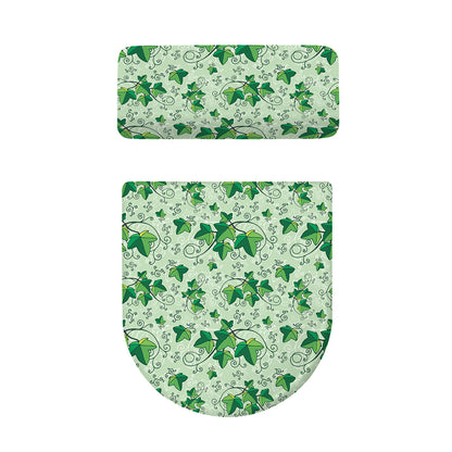 Christmas Ivy Leaf Pattern Print Toilet Lid And Tank Cover Set