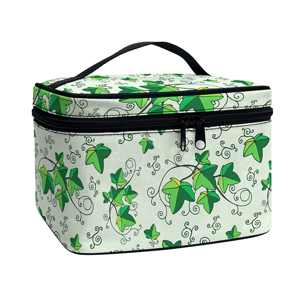 Christmas Ivy Leaf Pattern Print Travel Makeup Bag