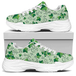 Christmas Ivy Leaf Pattern Print White Chunky Shoes