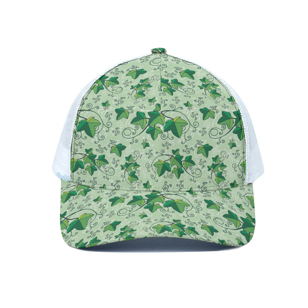 Christmas Ivy Leaf Pattern Print White Mesh Trucker Cap