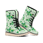 Christmas Ivy Leaf Pattern Print Winter Boots