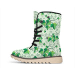 Christmas Ivy Leaf Pattern Print Winter Boots