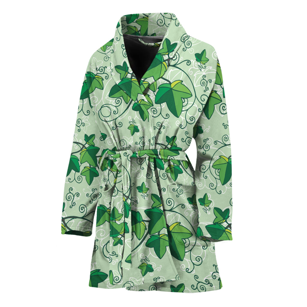 Christmas Ivy Leaf Pattern Print Women's Bathrobe