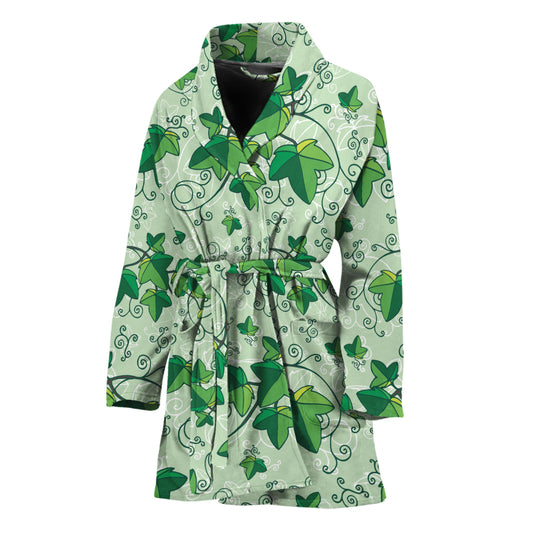 Christmas Ivy Leaf Pattern Print Women's Bathrobe