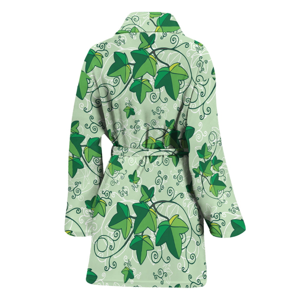 Christmas Ivy Leaf Pattern Print Women's Bathrobe