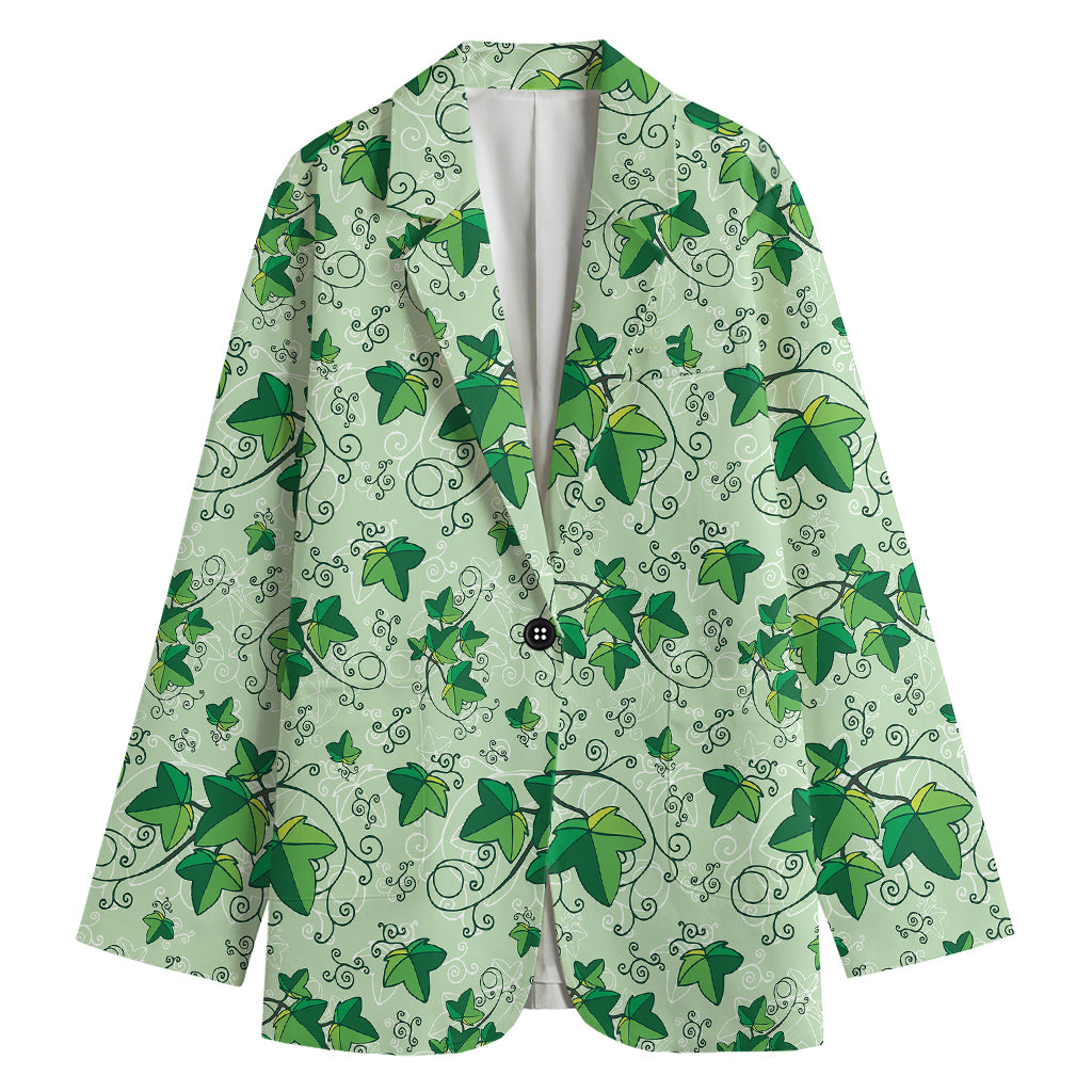 Christmas Ivy Leaf Pattern Print Women's Blazer